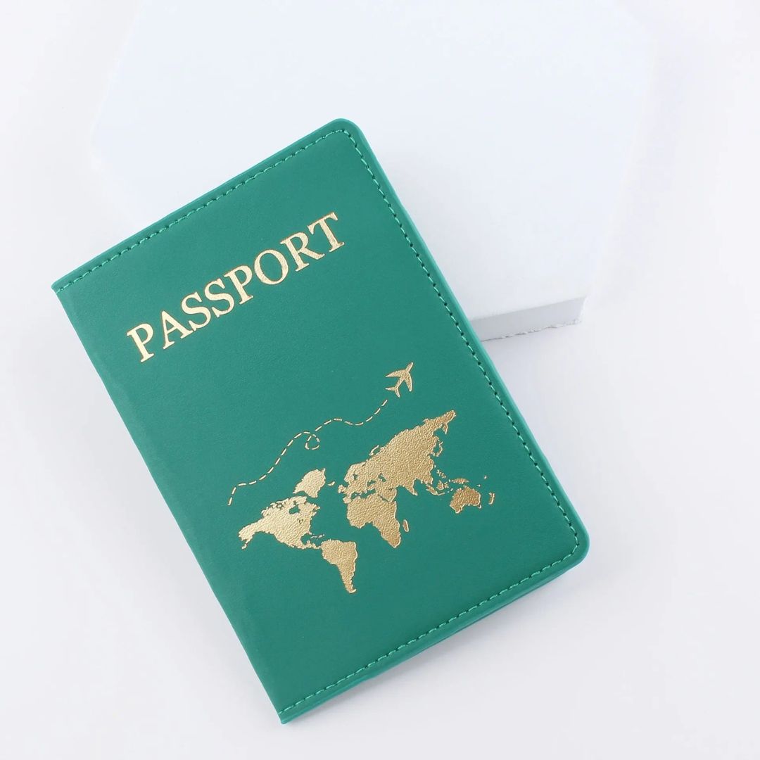 Étui de Passeport Carte du Monde Vert