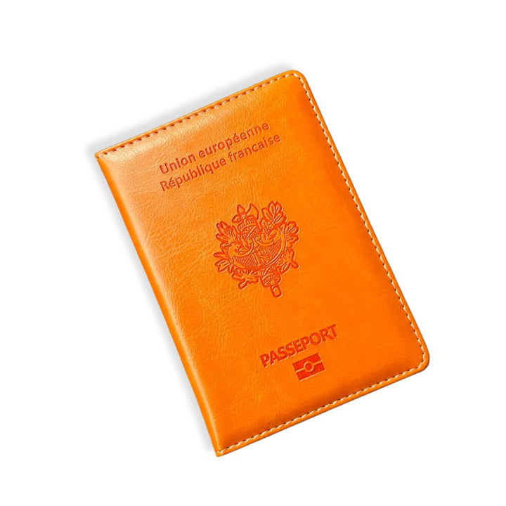 Protège-Passeport Français Personnalisé Orange