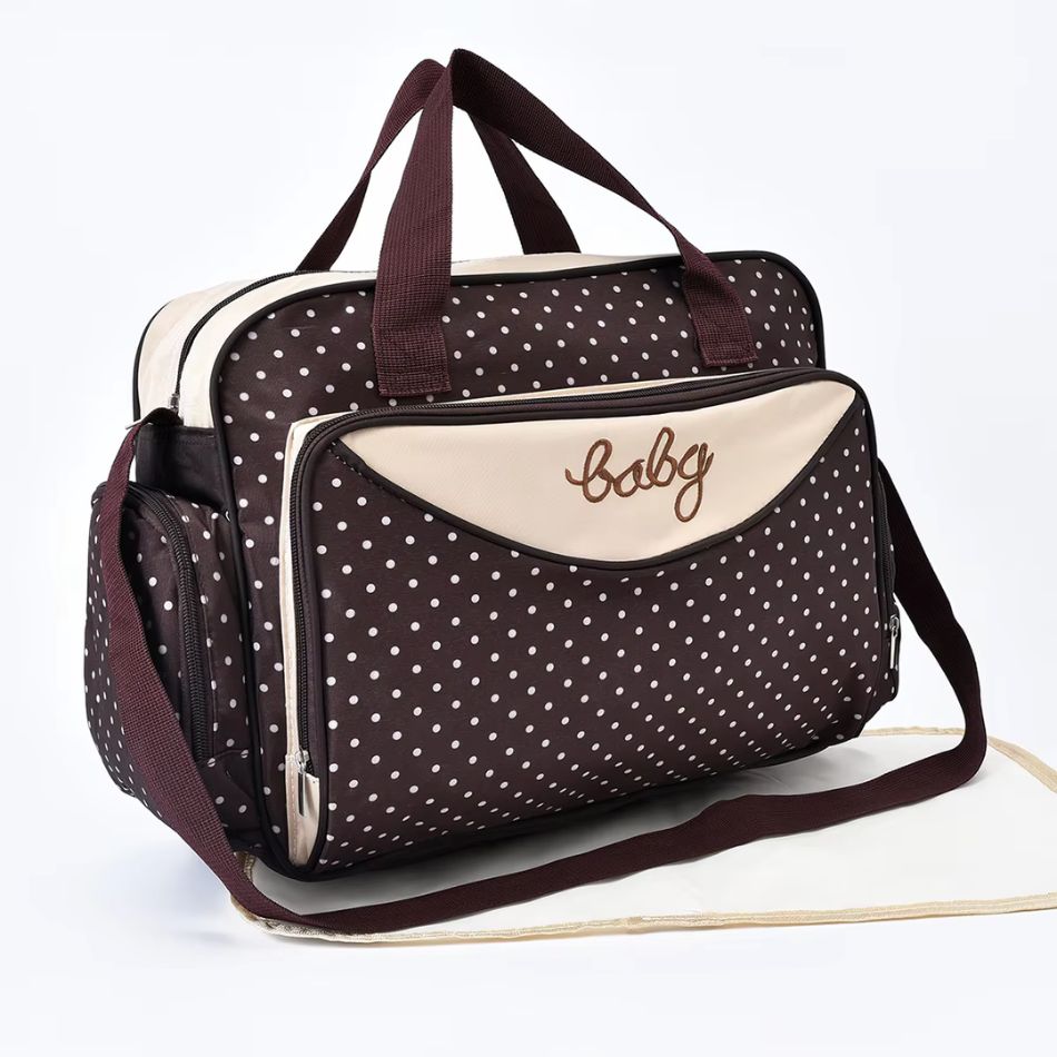 Sac à langer à pois avec bandoulière - Baby brun