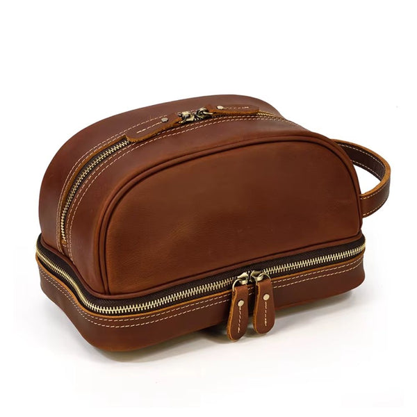 Trousse de toilette Homme Cuir Vintage marron