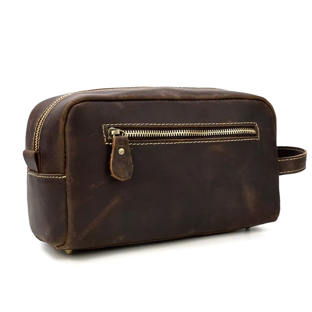 Trousse de toilette Homme en Cuir Marron Marron foncé