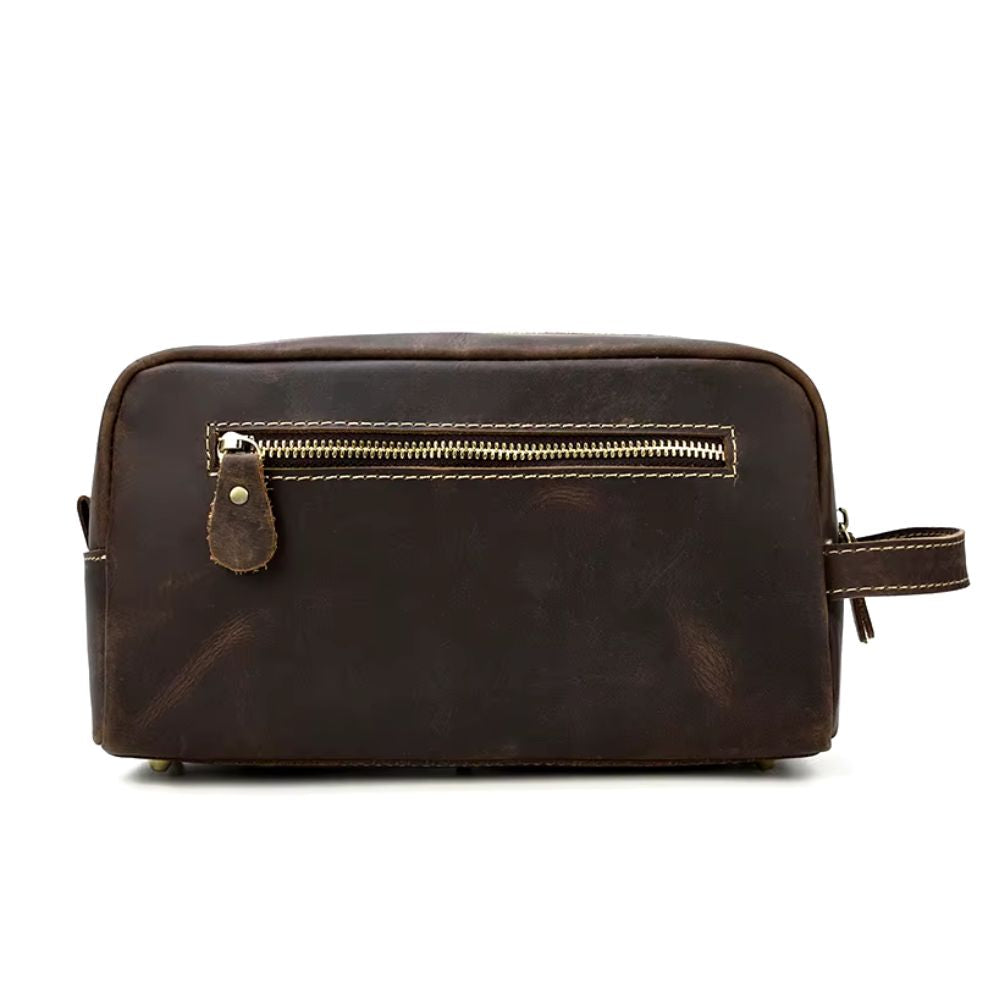 Trousse de toilette Homme en Cuir Marron